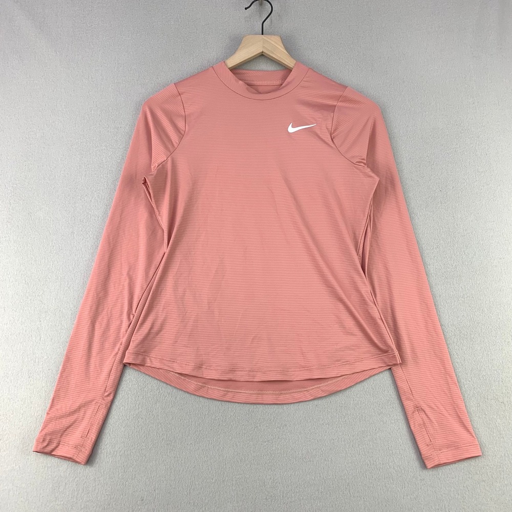 Nike Dri-Fit Slim Fit Running Top Women S‎ Pink Athletic Sample LS Mock Neck